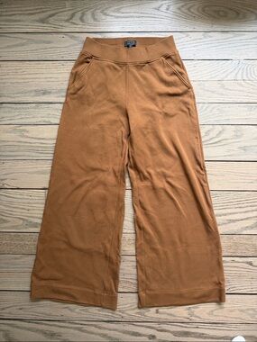 AYR Wide-Leg Knit Pants in Cognac Brown
